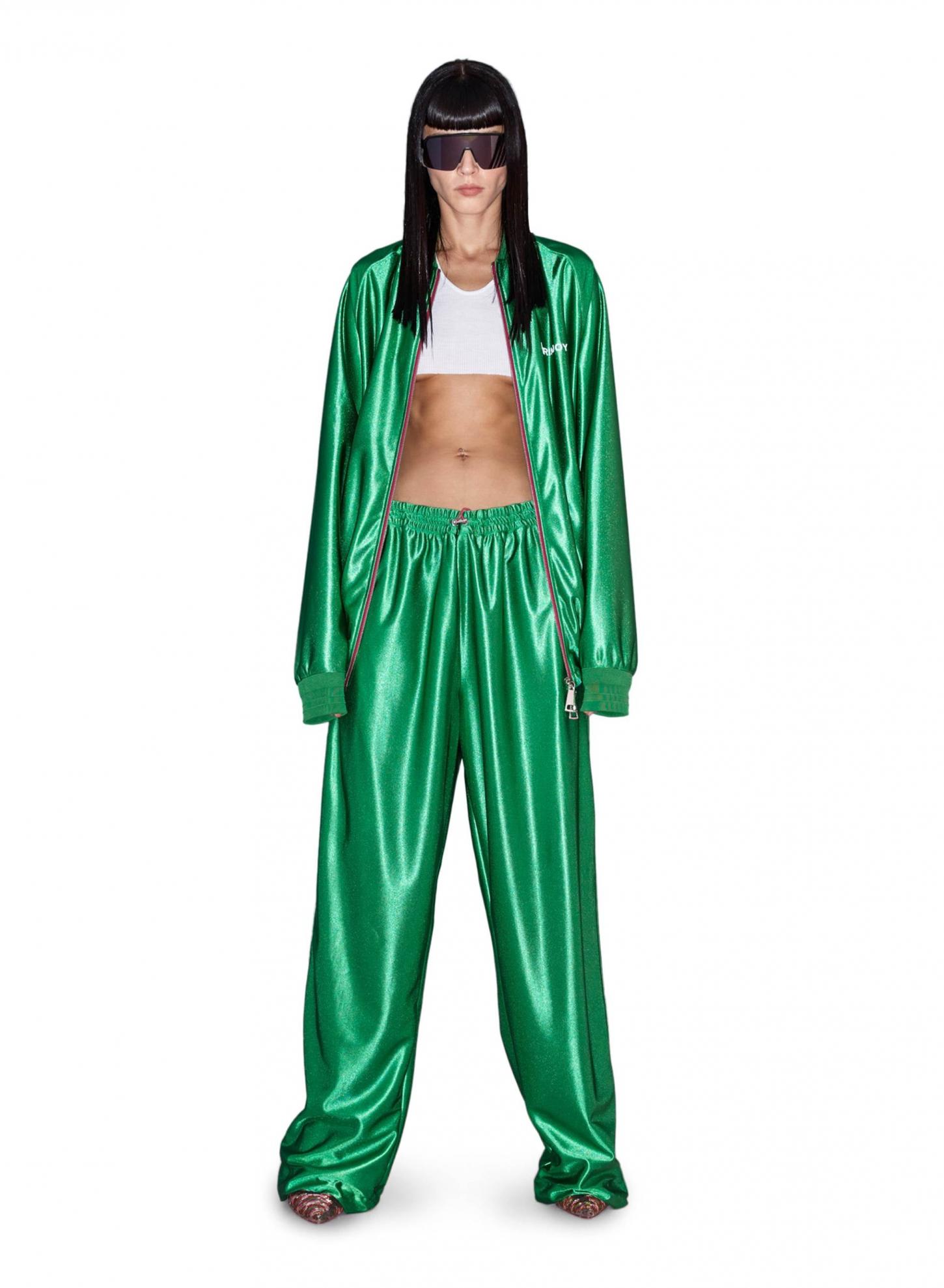 TRACKSUIT PANT SATIN Forest Green | KHRISJOY Womens Pants